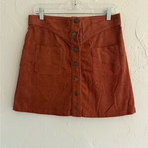Love Riche Terracotta Button-Front Mini Skirt